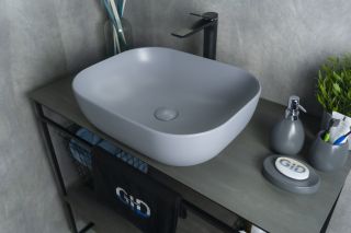 Раковина Gid Gm1302 53336 накладная серая матовая 50x40x14